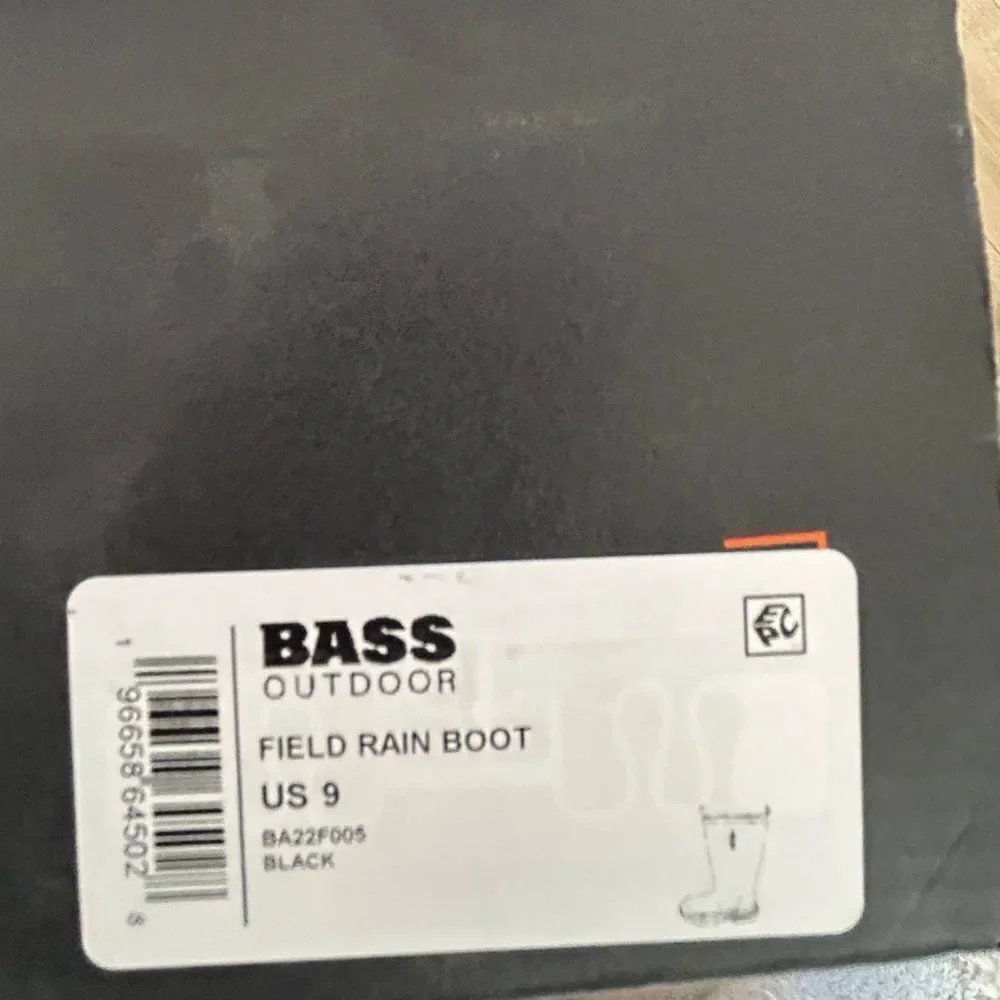 BASS OUTDOOR Men's Breathable Field Rainboot, Black, Size Men’s 9, NWT